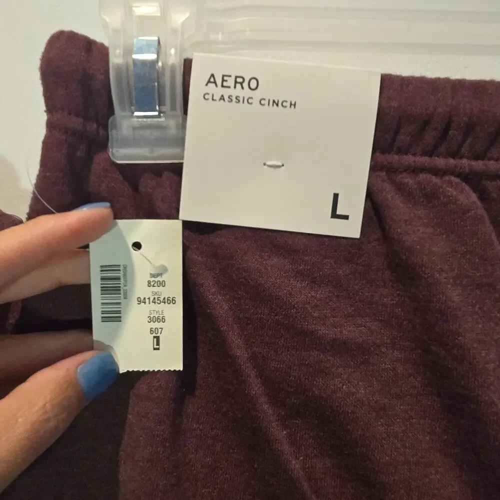 NWT Aero 87 hooded sweatshirt and cinch jogger pants sz L burgundy Y2K - Picture 9 of 9